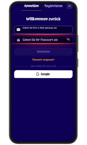 E-Mail und Passwort SpinGranny
